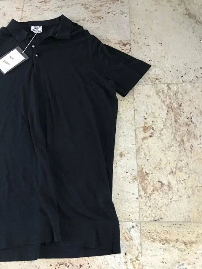 Acne Studios ACNE STUDIOS Koin knitted cotton polo shirt black s/s 16 Size US S / EU 44-46 / 1 - 3 Thumbnail