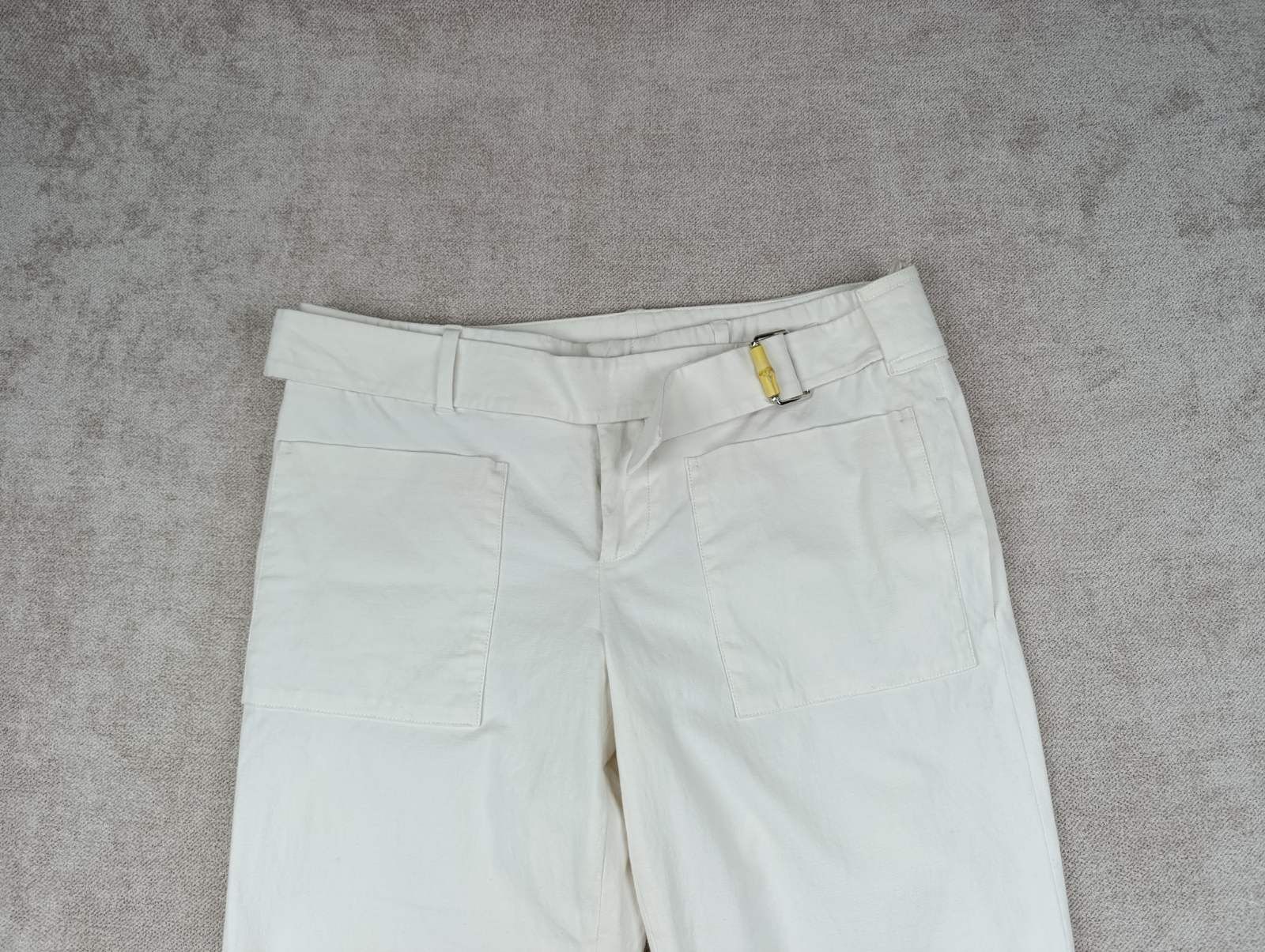 Gucci GUCCI VINTAGE CREAM COTTON BAMBOO BUCKLE TAPERED PANTS Size 28" / US 6 / IT 42 - 8 Thumbnail