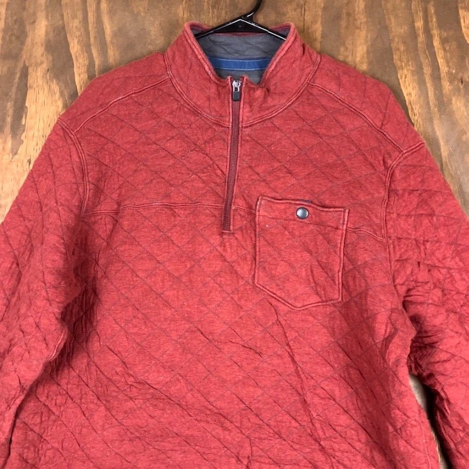 Eddie Bauer VINTAGE Eddie Bauer Mens Sweater Red Quilted Pullover 1/4 Zip Mock Neck Large Size US L / EU 52-54 / 3 - 2 Thumbnail
