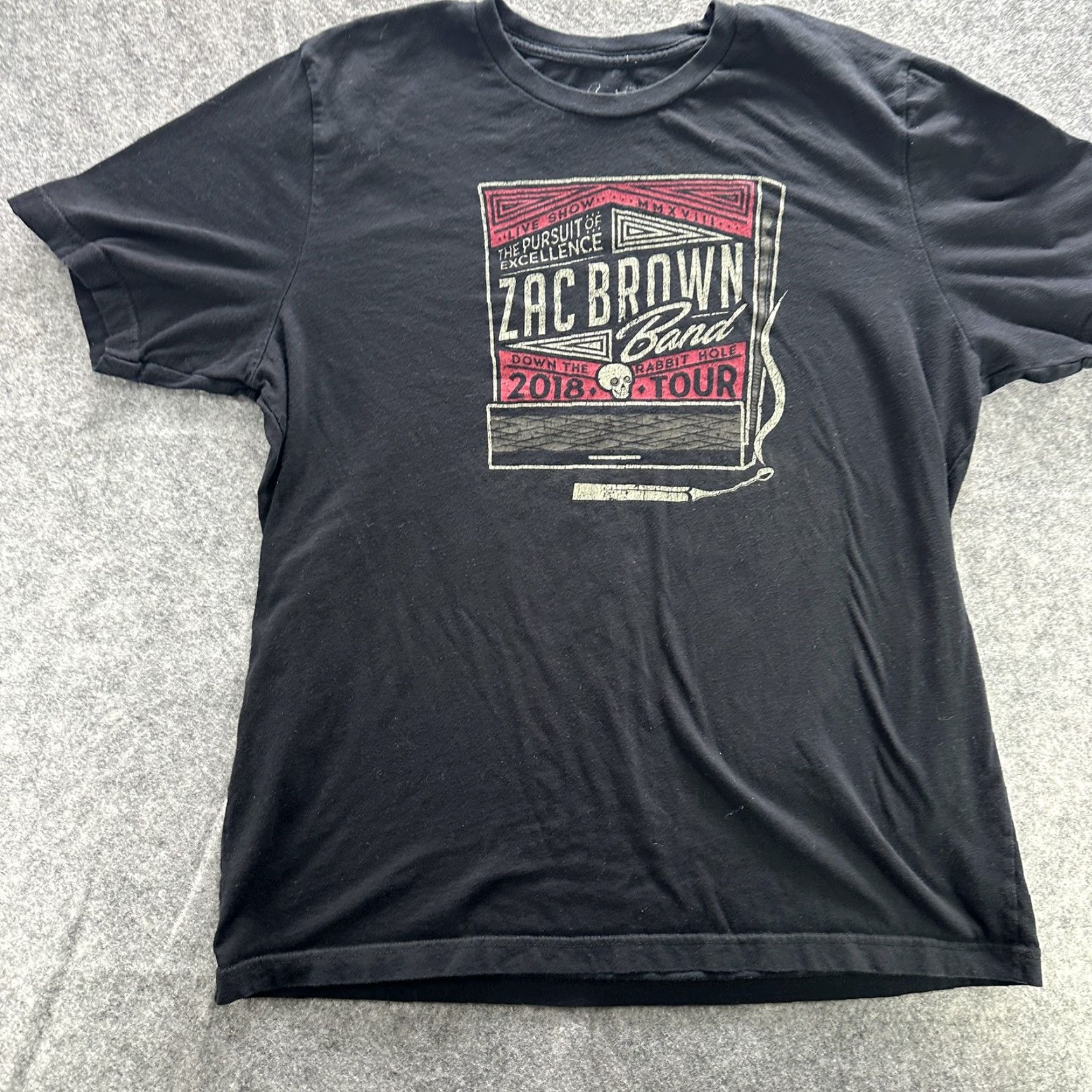 Vintage Zac Brown Band Shirt Mens XL Black 2018 Down The Rabbit Hole Tour Concert Tee Shirt Mens XL Black Graphic Print Zac Brown Band Tour 2018 Womens/Mens? Size US XL / EU 56 / 4 - 2 Thumbnail