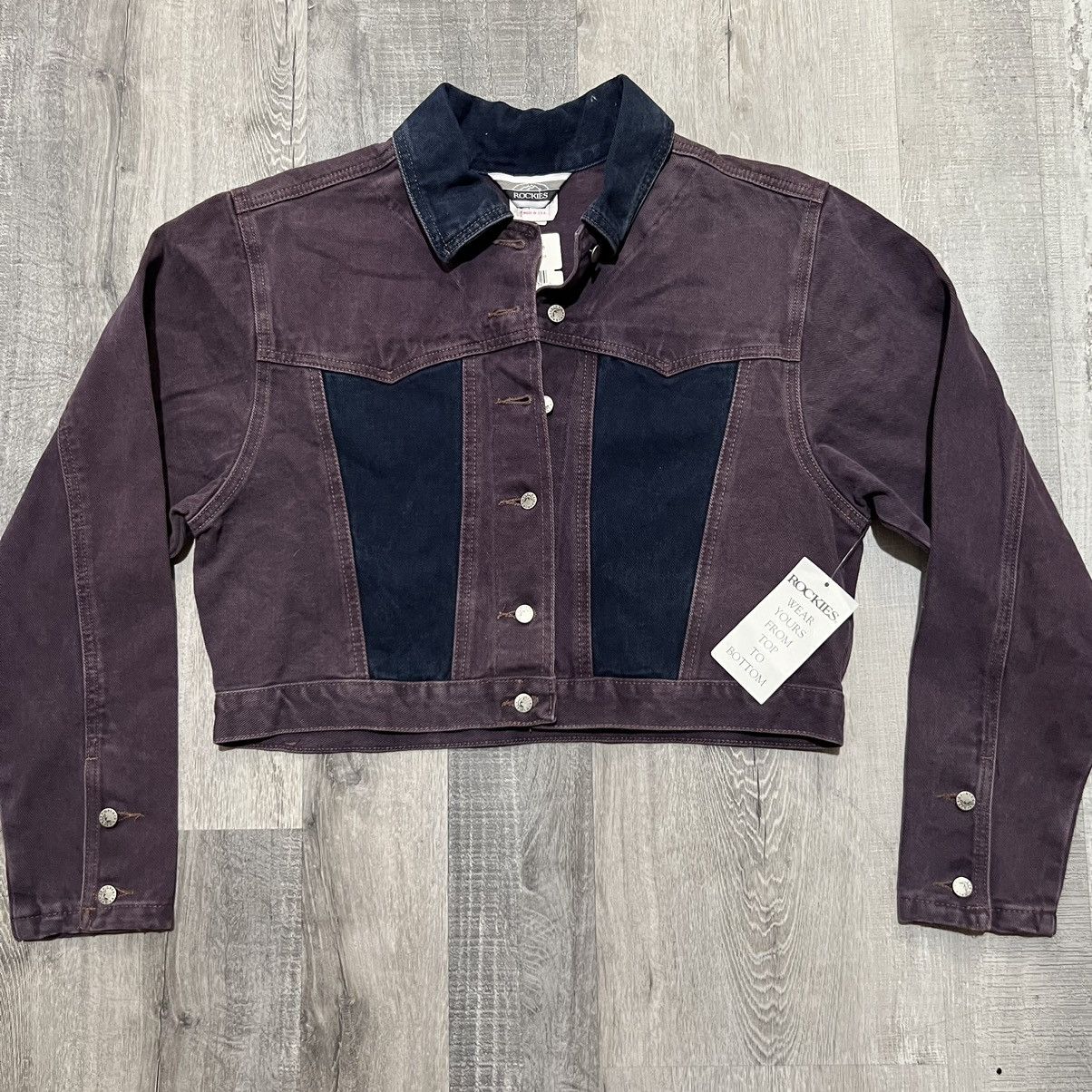 Vintage VTG Rockies Jeans Denim Purple Cropped Western USA Jacket Size M / US 6-8 / IT 42-44 - 2 Thumbnail