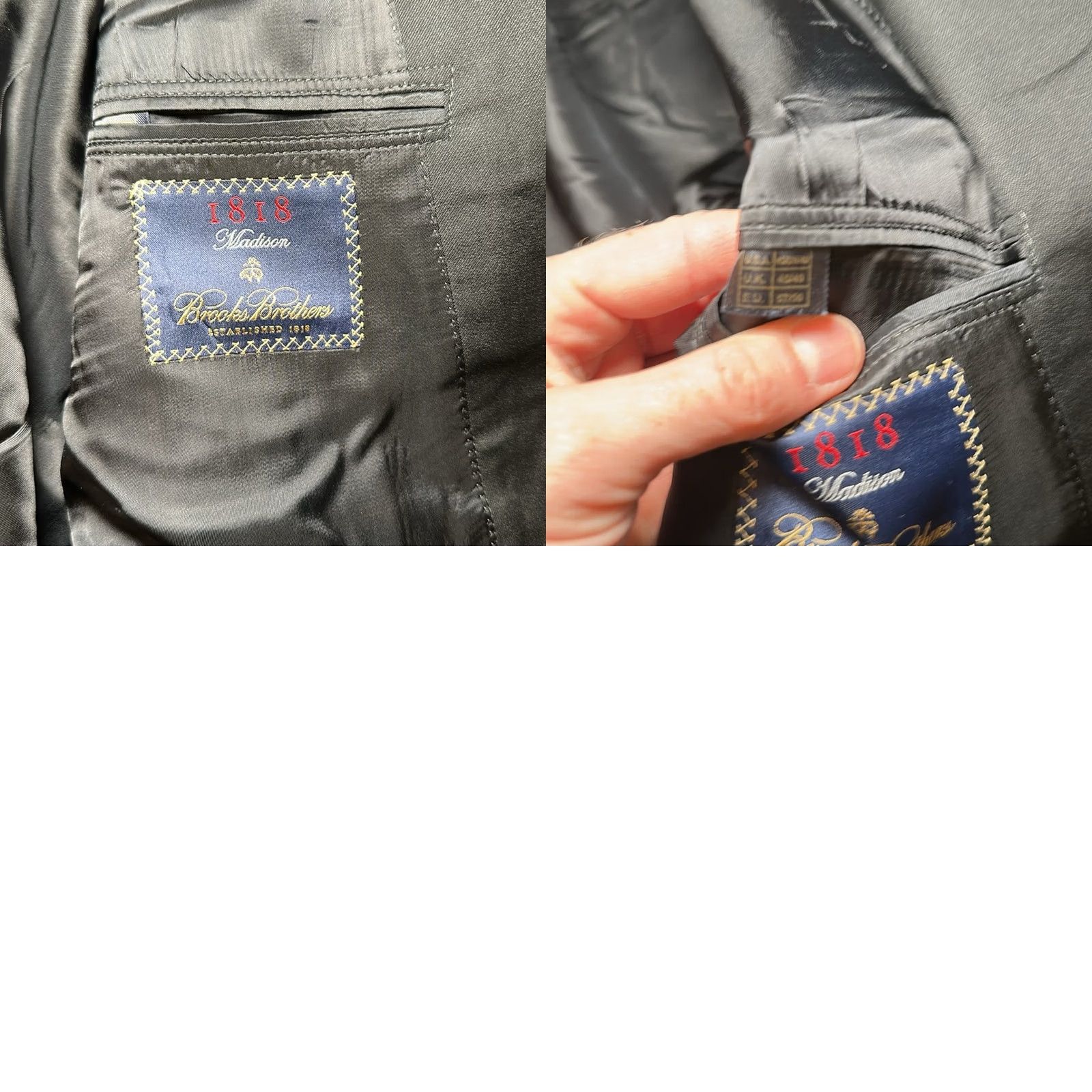 Brooks Brothers Brooks Brothers 1818 Madison Three Button Sport Coat Suit Jacket Black Mens 46 Regular Wool 2 Piece 45R 34L Size 46R - 8 Thumbnail