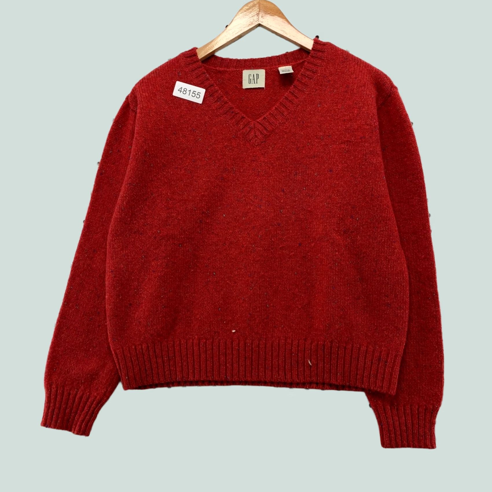 Gap GAP Wool Sweater Womens Medium Red V Neck Knit Long Sleeve Preppy Size M / US 6-8 / IT 42-44 - 1 Thumbnail