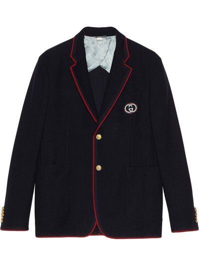 Gucci o1s1wg110225 Wool Cotton Jacket With Patch in Dark Navy Size US M / EU 48-50 / 2 - 1 Thumbnail
