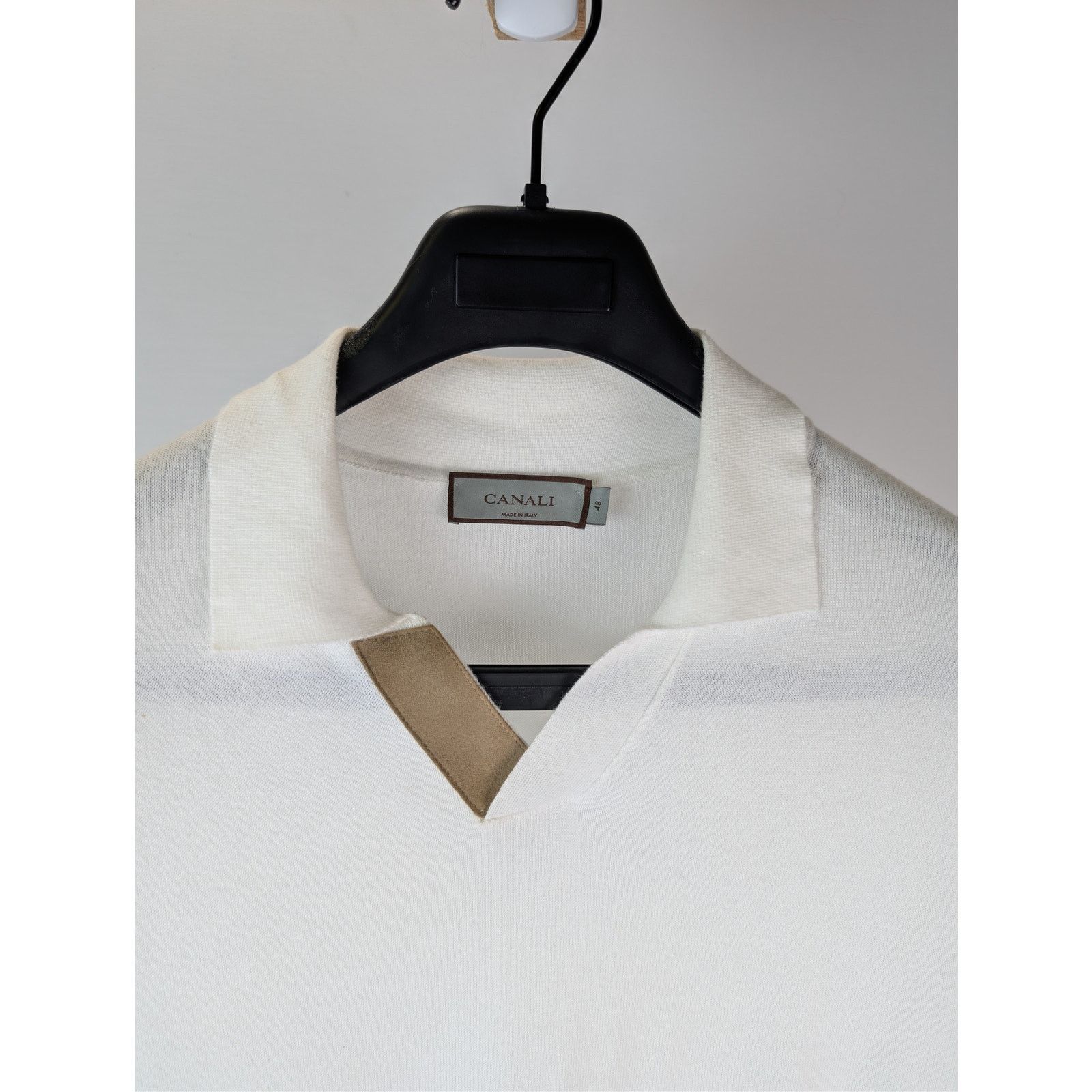 Brunello Cucinelli o1rshd1 CC20 Knited Polo Shirt in White Size US M / EU 48-50 / 2 - 7 Thumbnail