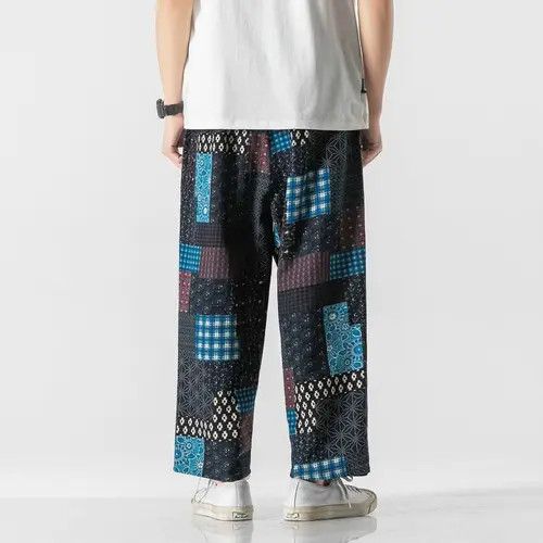Jean Fashion Wide Leg Straight Casual Patchwork Pants Size US 35 - 2 Thumbnail