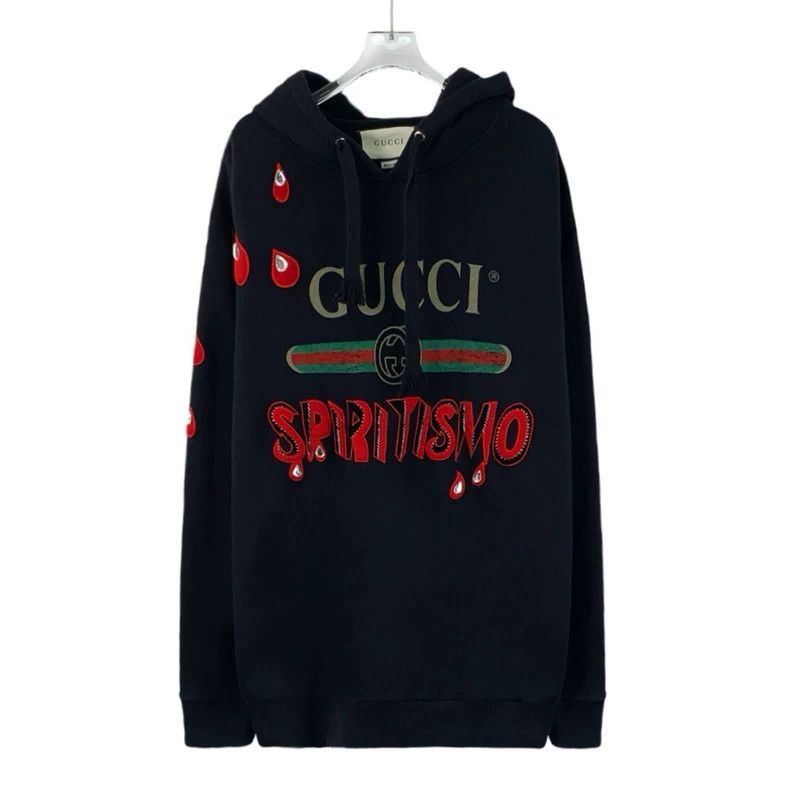 Gucci Gucci Black logo letter printed water drop cotton hooded l Size US M / EU 48-50 / 2 - 1 Thumbnail