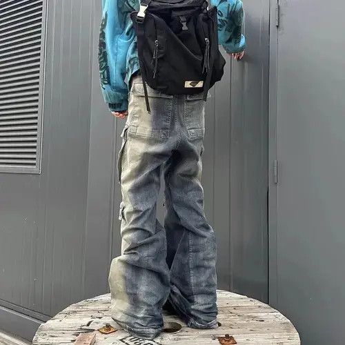 Jean Unisex Multi-pockets Drawstring Jeans Size US 31 - 4 Thumbnail
