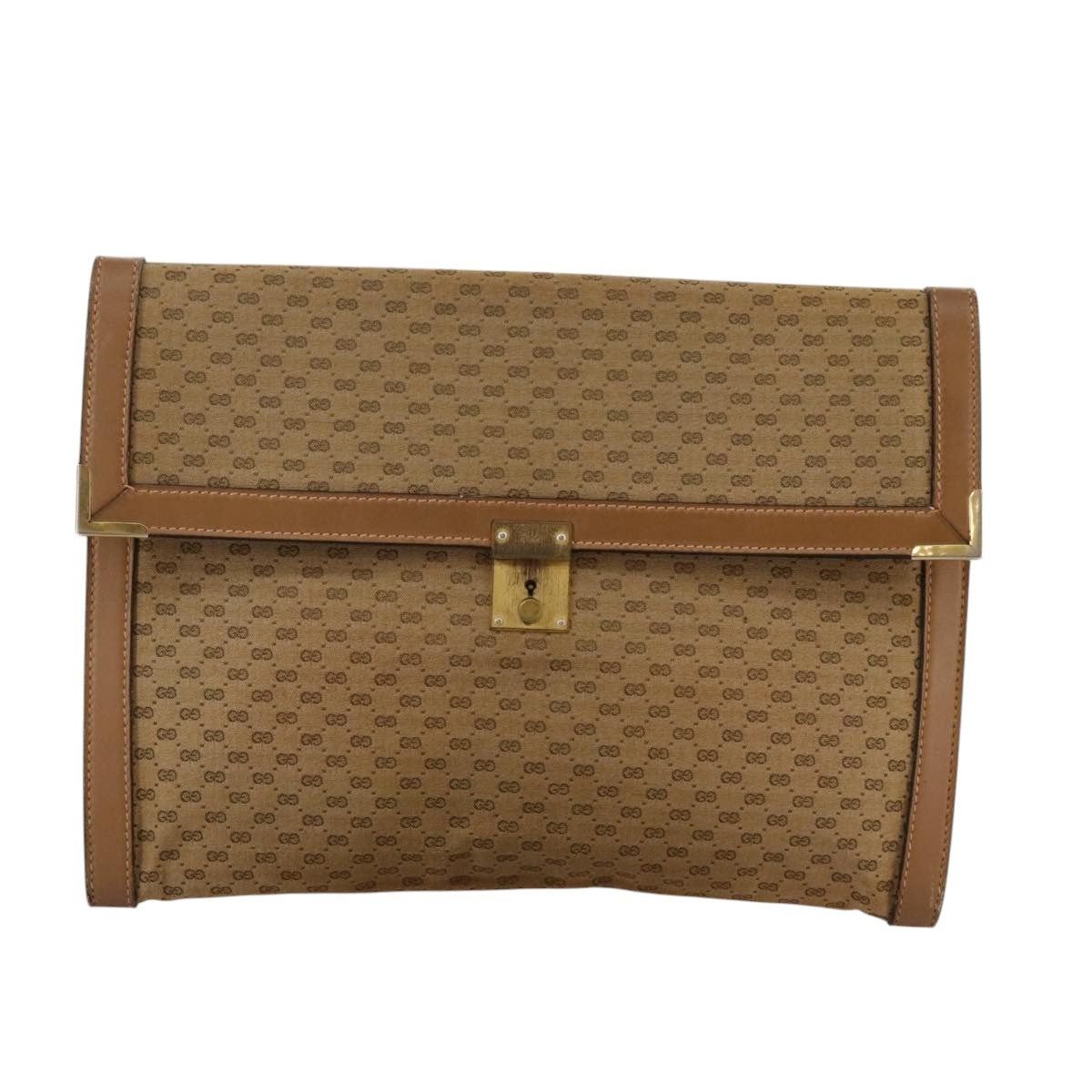 Gucci GUCCI Micro GG Canvas Clutch Bag Beige Size ONE SIZE - 13 Thumbnail