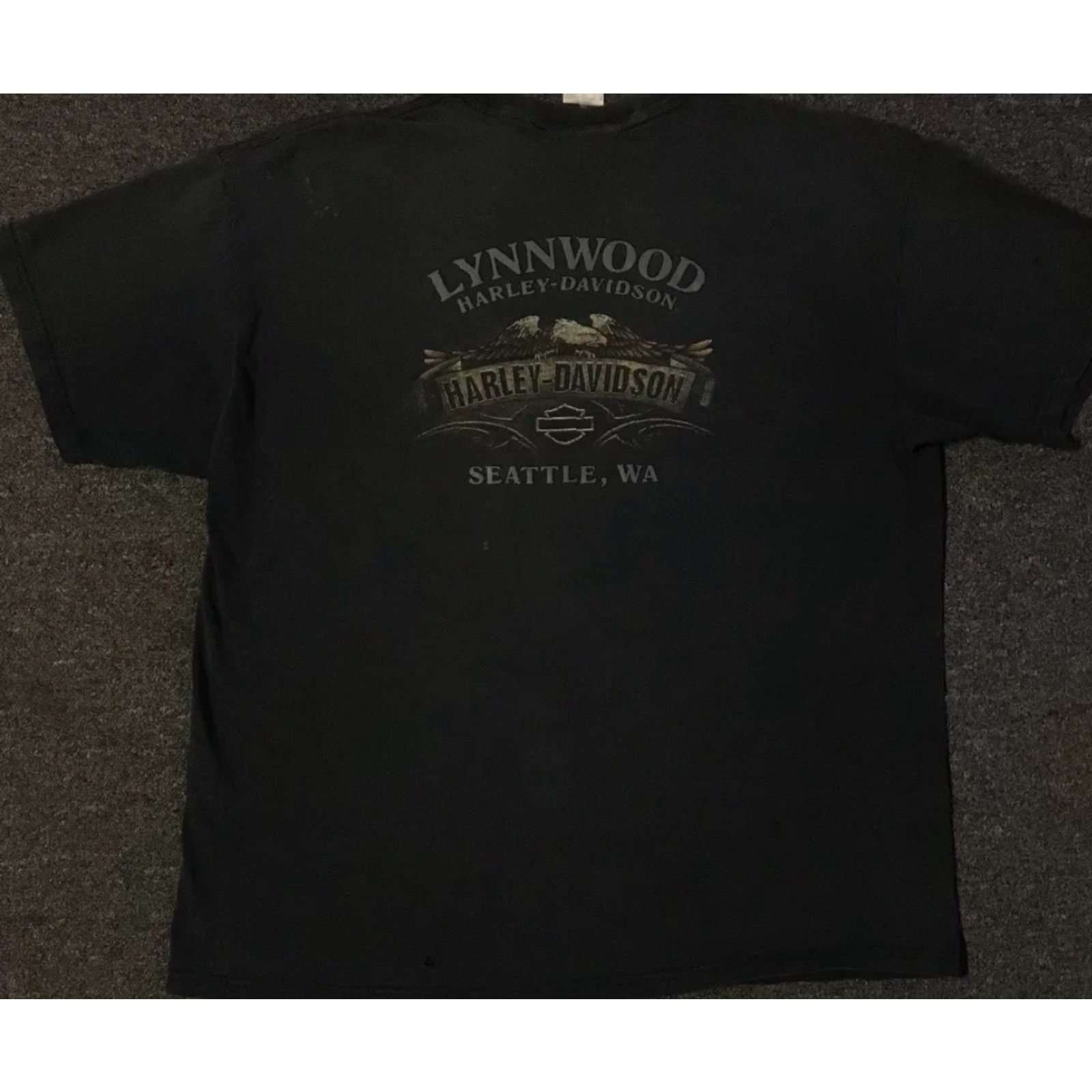 Harley Davidson VINTAGE Harley Davidson Shirt XL Black Graphic Tee Biker Distressed Seattle 90s Y2K Mens Size US XL / EU 56 / 4 - 2 Thumbnail