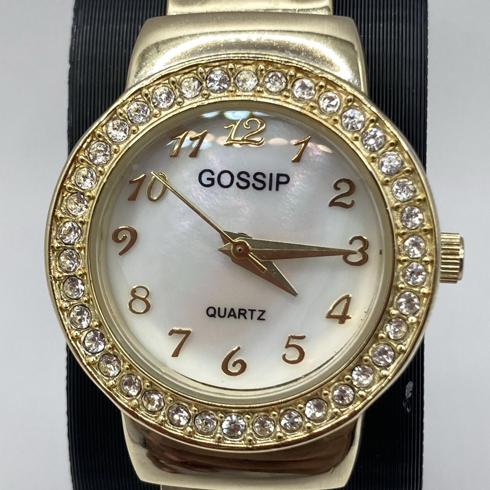 Designer Working Women’s Gold Tone Sparkle Bezel Gossip Bangle Watch Size ONE SIZE - 3 Thumbnail
