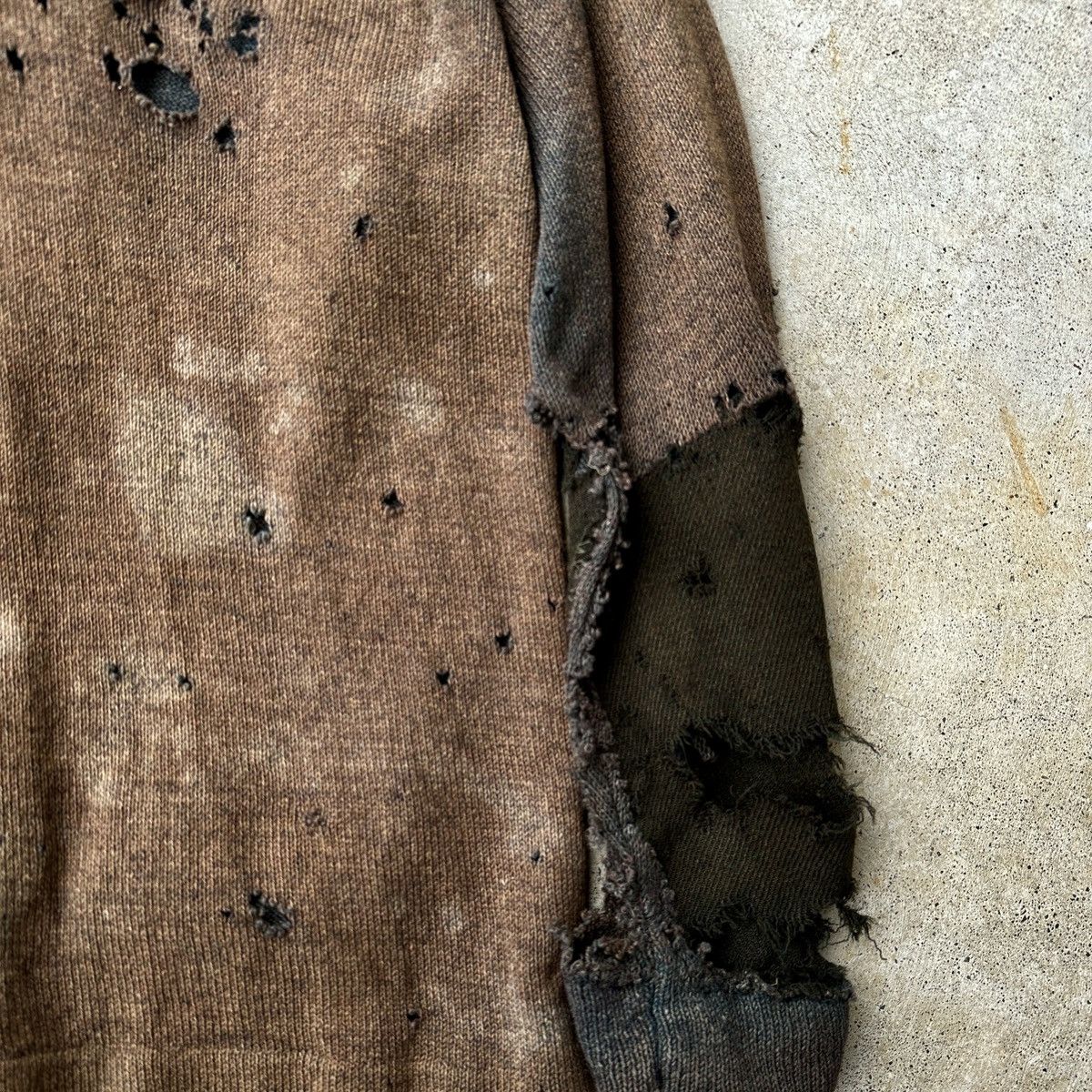 Vintage 1920s Trashed Dirty Zombified Wool Knitted Distress Cardigan Size US M / EU 48-50 / 2 - 6 Thumbnail