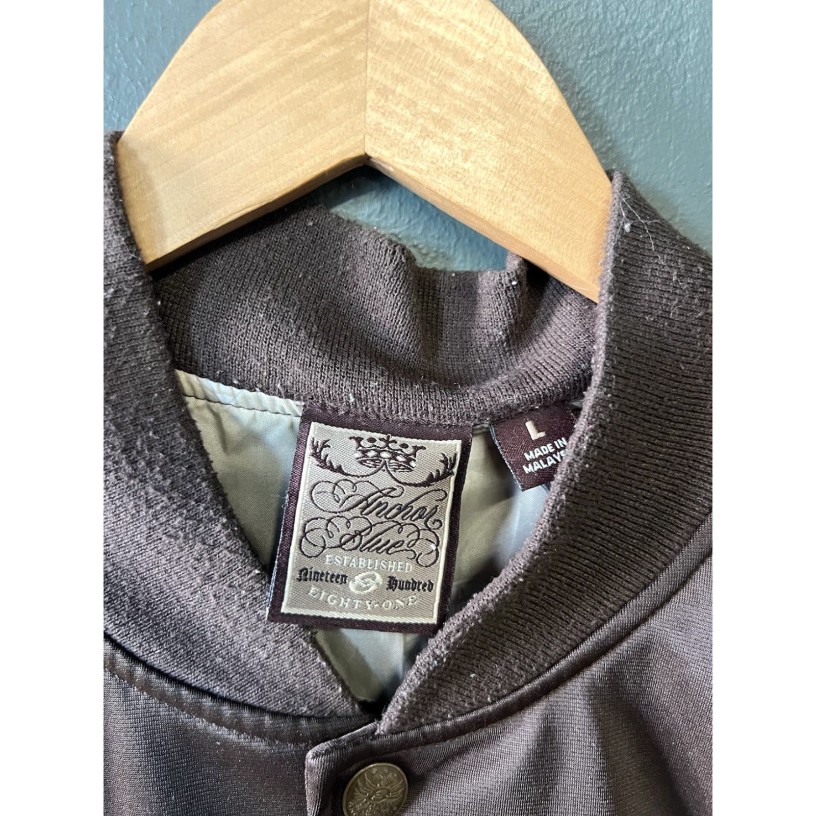Anchor Blue VINTAGE Anchor Blue Mens Jacket Full Zip Embroidered Bomber Brown L Size Size US L / EU 52-54 / 3 - 3 Thumbnail