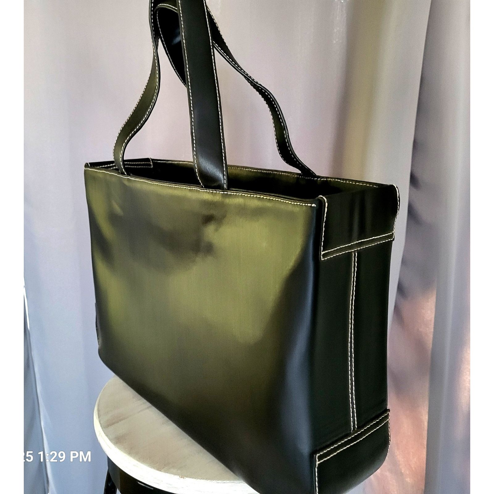 Other Leather Tote Briefcase Laptop Bag Women Black Size ONE SIZE - 1 Thumbnail