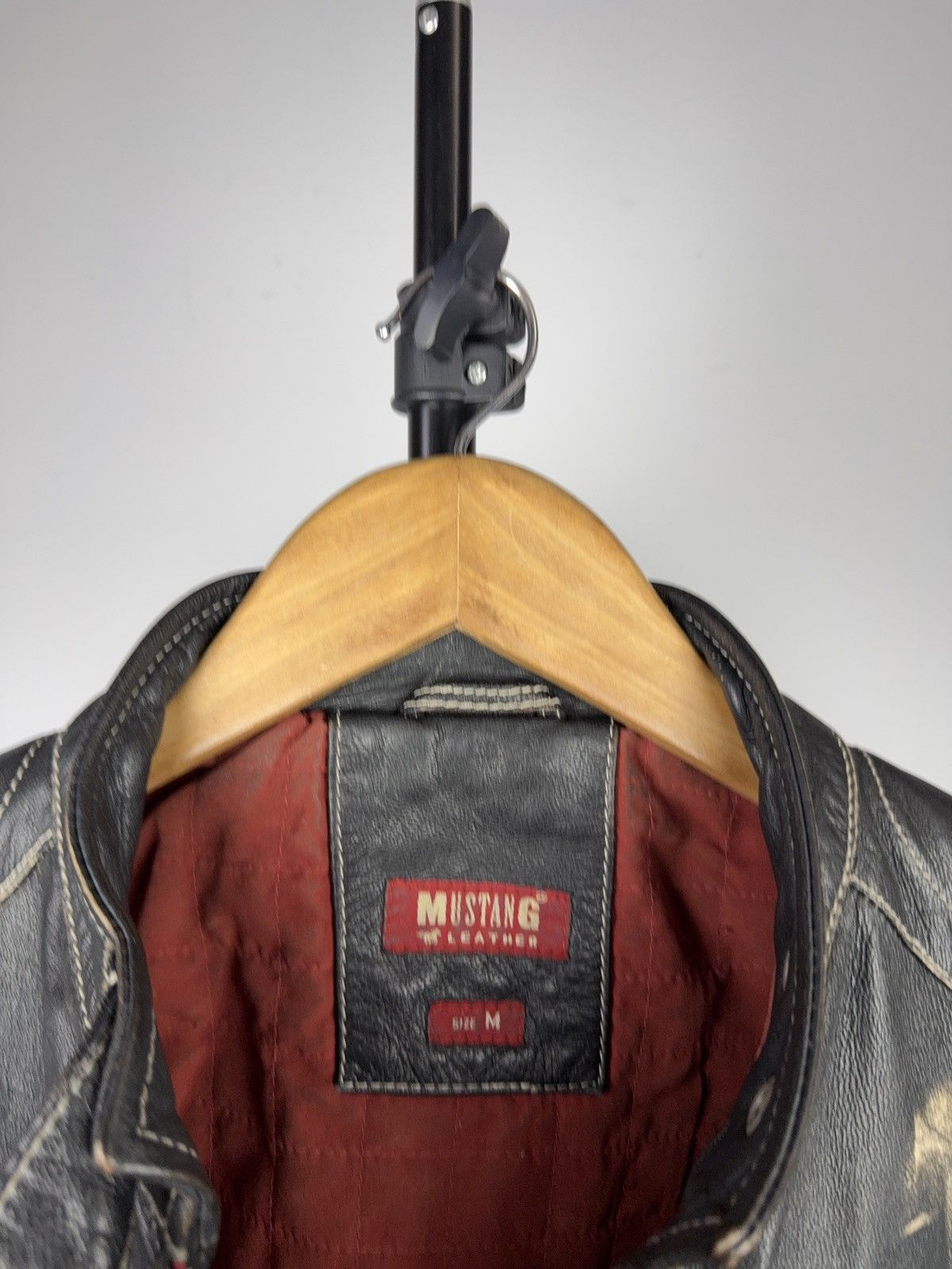 Mustang 00s Mustang Faded Leather Biker Jacket Vintage Racing Moto Size M / US 6-8 / IT 42-44 - 9 Thumbnail