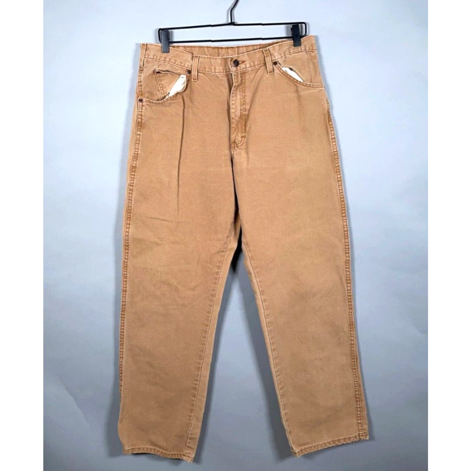 Dickies Dickies Cotton Canvas Utility Pants Men's 34 x 32 Brown Relaxed Fit Vol. 90s Grunge Hipster Outdoor Belt Loops Front Zip Pockets Workwear Casual Size US 34 / EU 50 - 2 Thumbnail