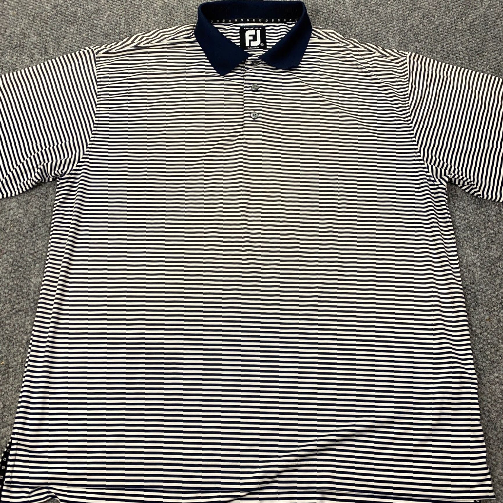 Footjoy FootJoy Polo Mens XL Blue Striped Lisle Relaxed Stretch Shirt Golf Size US XL / EU 56 / 4 - 2 Thumbnail