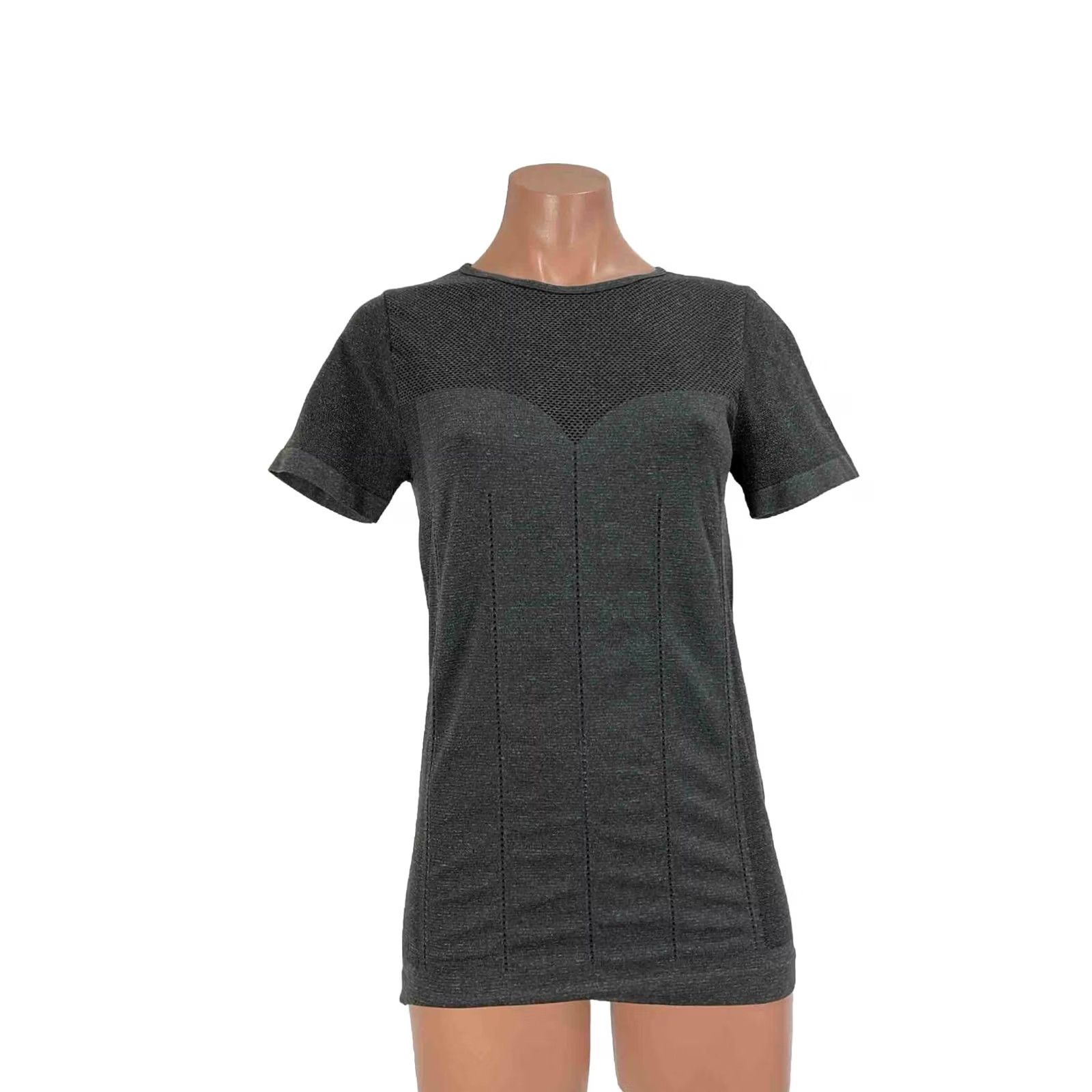 Fabletics VINTAGE Fabletics Delta Seamless Short-Sleeve Tee Top Dark Grey/Vanilla Large Womens Size L / US 10 / IT 46 - 3 Thumbnail