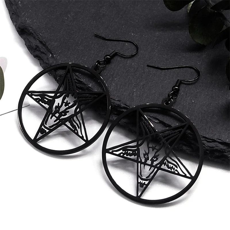 Jewelry Satan Inverted Pentagram Drop Earrings Jewelry Gift Size ONE SIZE - 3 Thumbnail