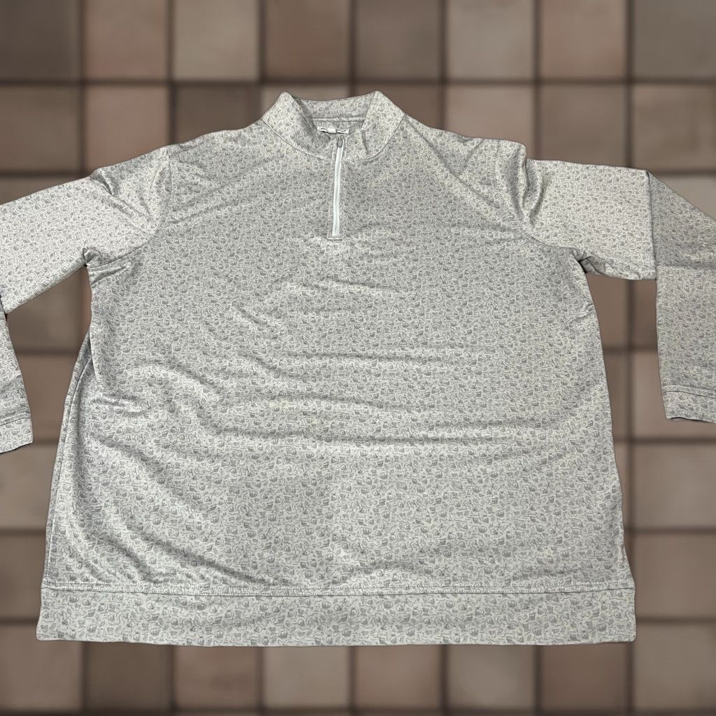 Peter Millar Pullover 2XL Perth Quarter Zip Dazed and Transfused Print Golf Gray Mens