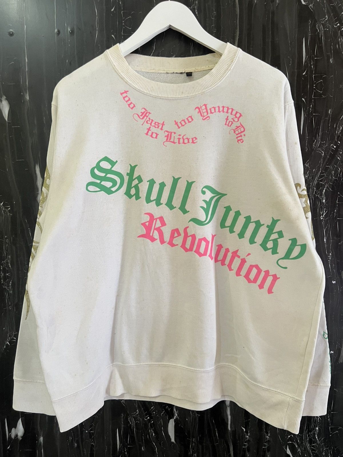 Japanese Brand VINTAGE SKULL JUNKY SWEATSHIRT – RAW JAPANESE STREET PUNK Size US XL / EU 56 / 4 - 1 Thumbnail