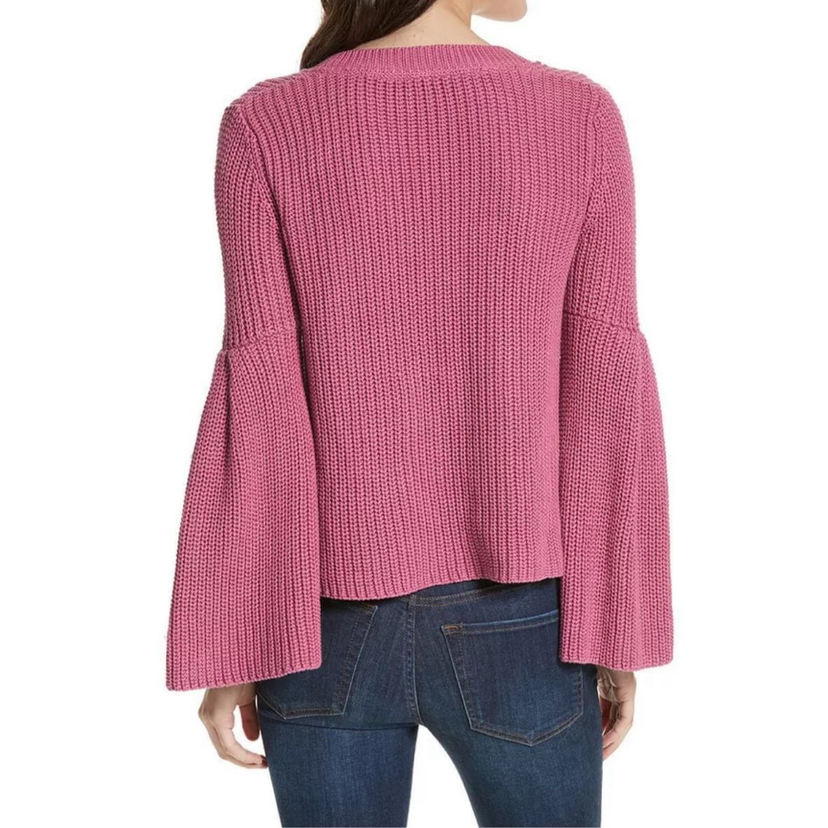 Free People FREE PEOPLE Rose Pink Damsel Bell Sleeve Cotton V-neck Sweat Size M / US 6-8 / IT 42-44 - 2 Thumbnail