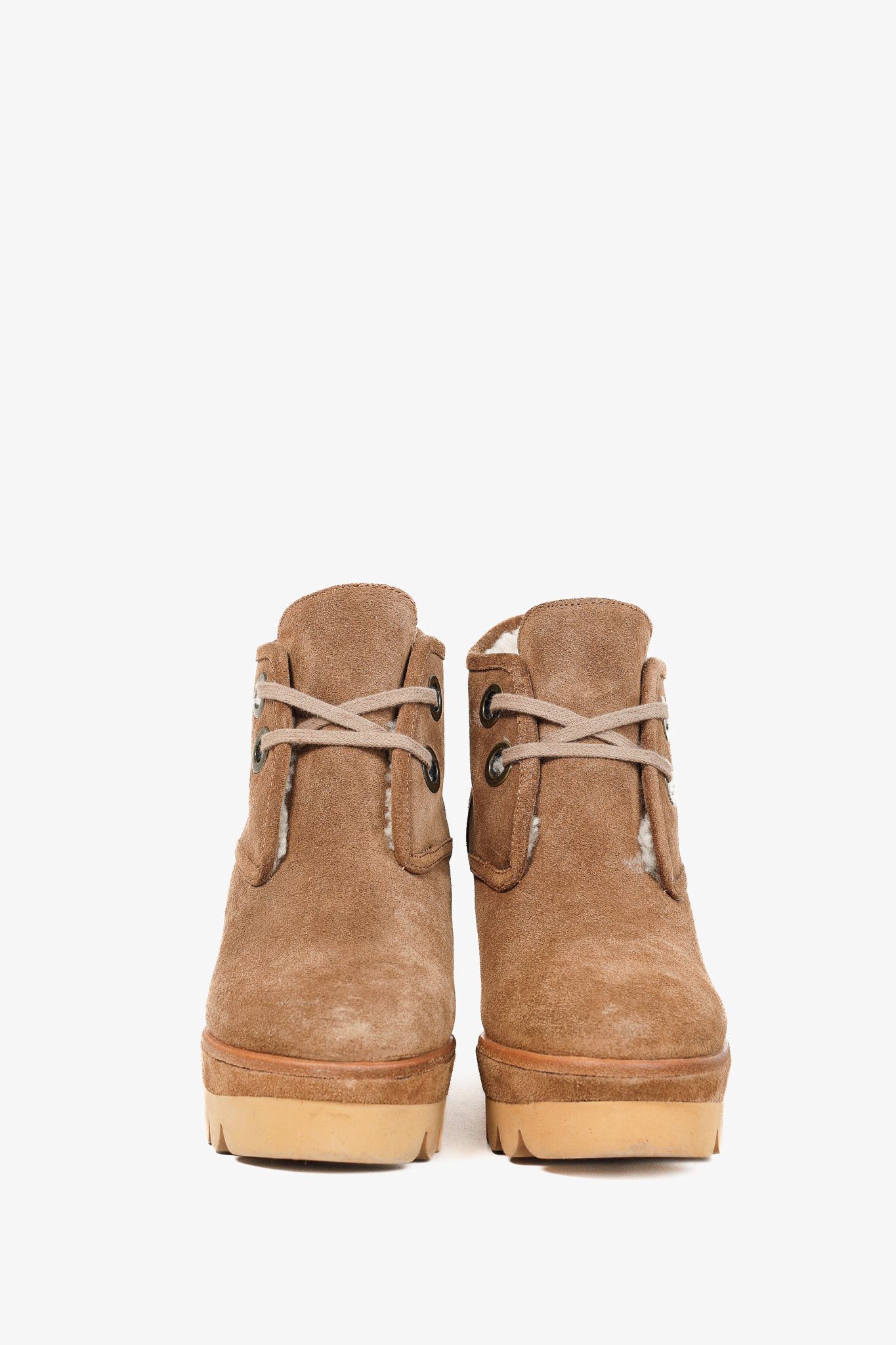 See by Chloe See by Chloe Ethel Shearling-Lined Suede Wedge Booties Size US 8.5 / IT 38.5 - 2 Thumbnail