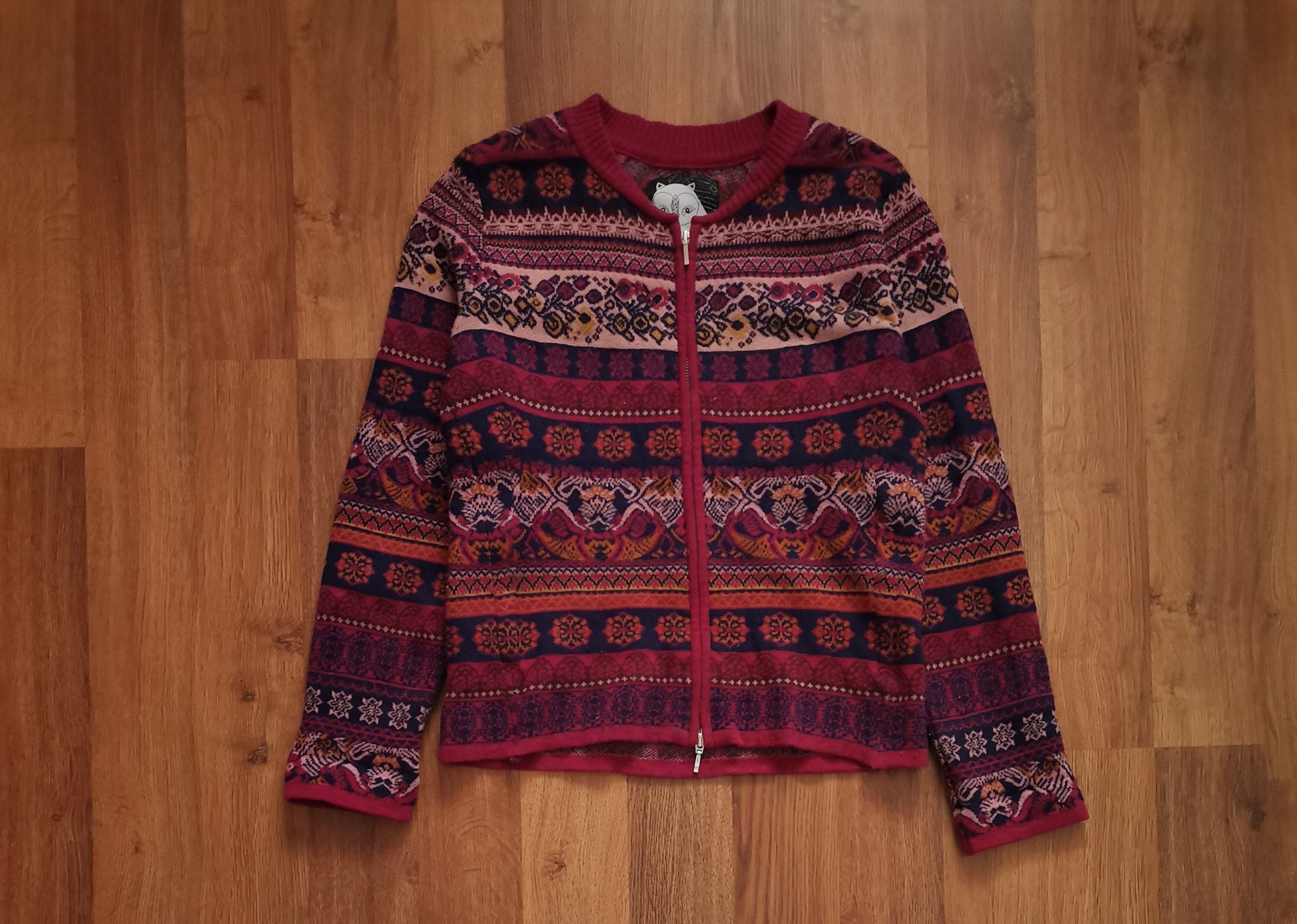 Vintage Vintage Kooi Women's Zip Up Abstract Sweater Size L / US 10 / IT 46 - 1 Thumbnail