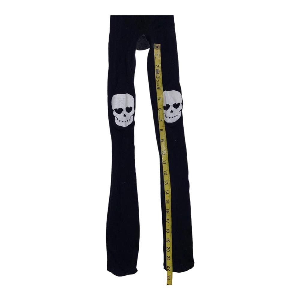 Designer Skull Knee Black Tights Size ONE SIZE - 4 Thumbnail