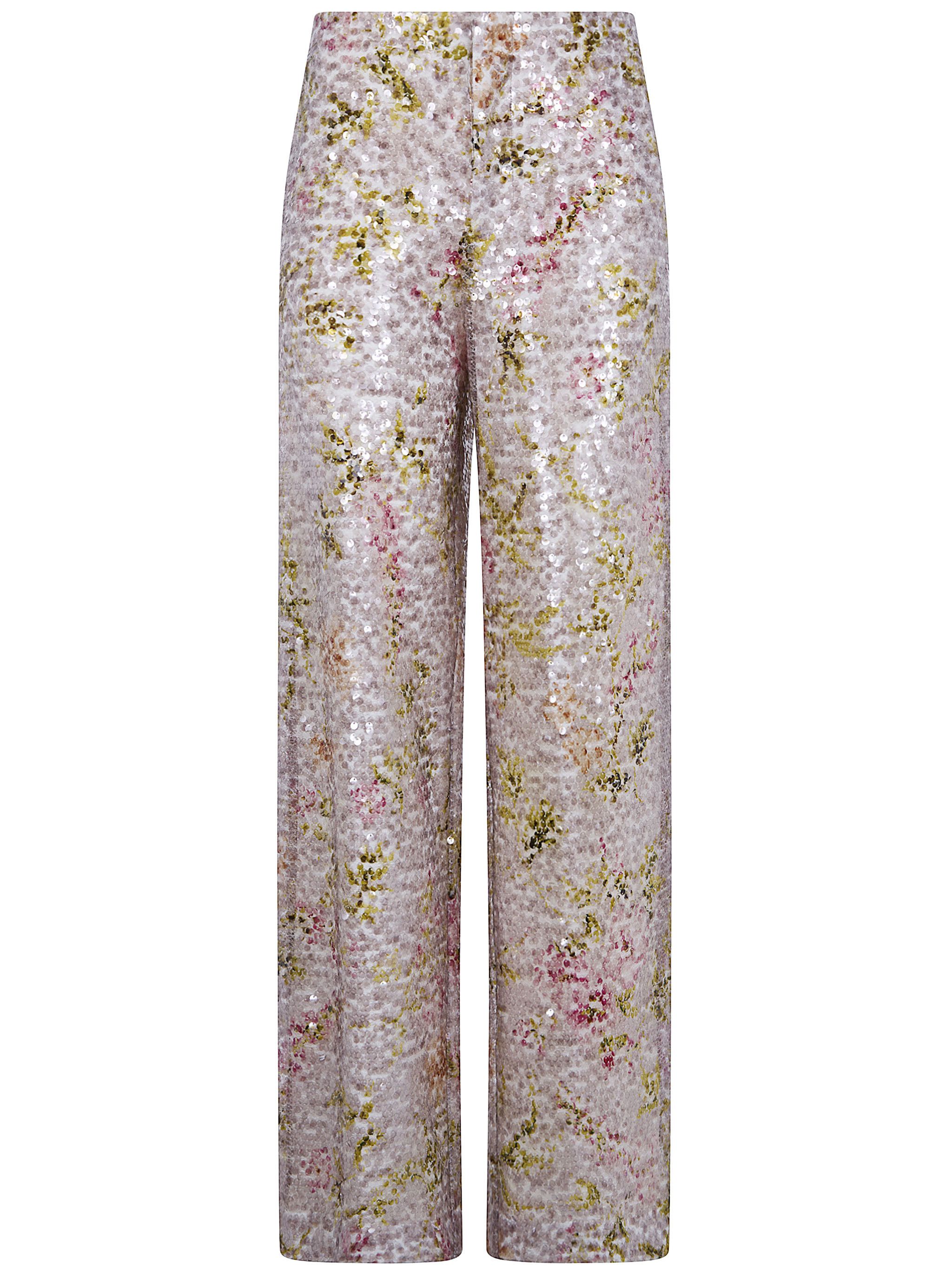 PRINTED SEQUINS WIDE LEG TROUSERS