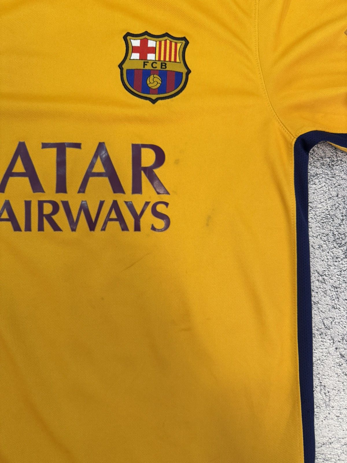 Nike Nike Barcelona 2015 Away Jersey Yellow Shirt MenM 658785-740 Size US M / EU 48-50 / 2 - 16 Thumbnail