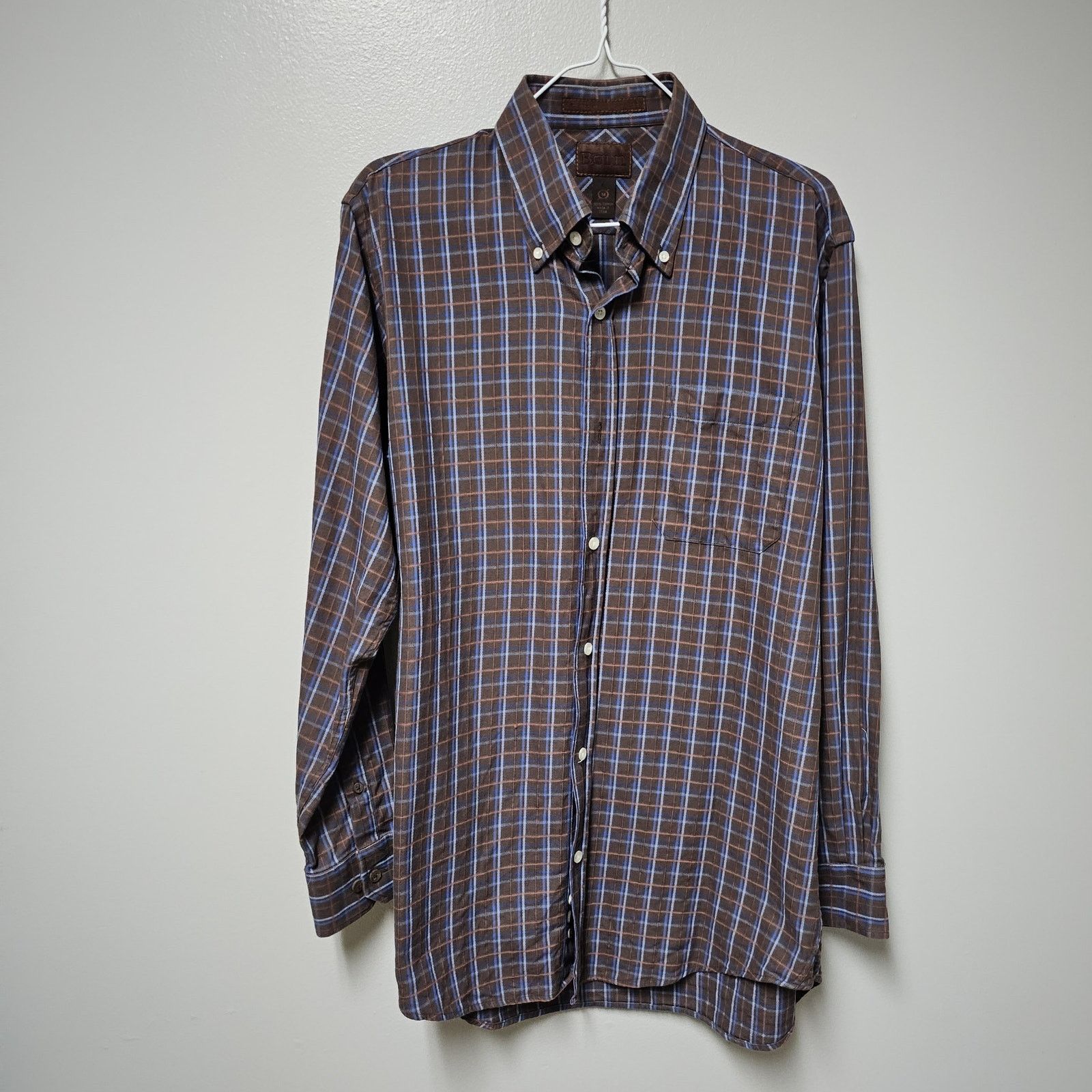 Born Born Brown Plaid Button Down Men's Shirt 100% Cotton Medium Size US M / EU 48-50 / 2 - 2 Thumbnail