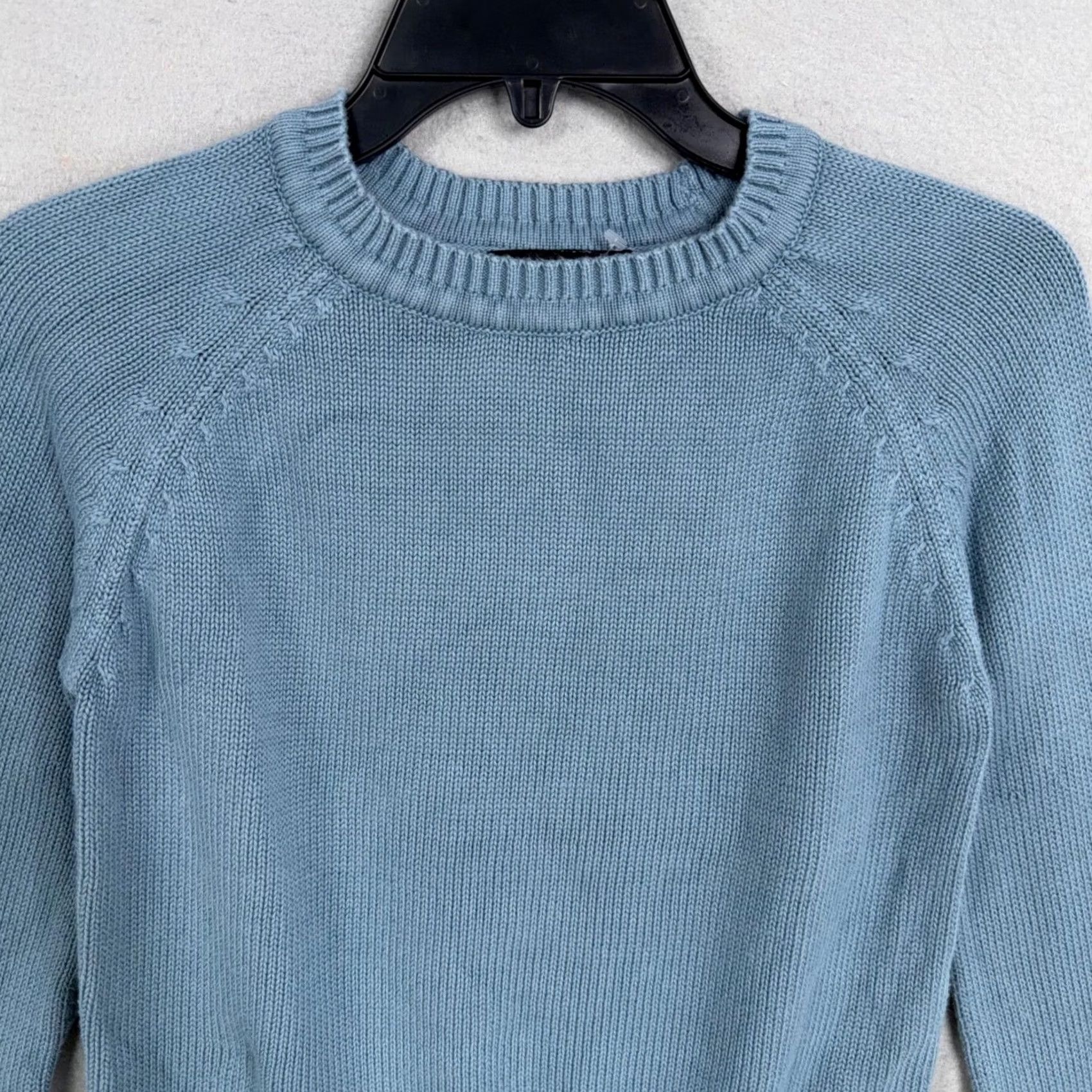Vintage ABLE Blue Raglan Knit Sweater Womens XXS Crew Neck Casual Pullover Knit All Seasons Space: 100% Organic Cotton Size XS / US 0-2 / IT 36-38 - 2 Thumbnail