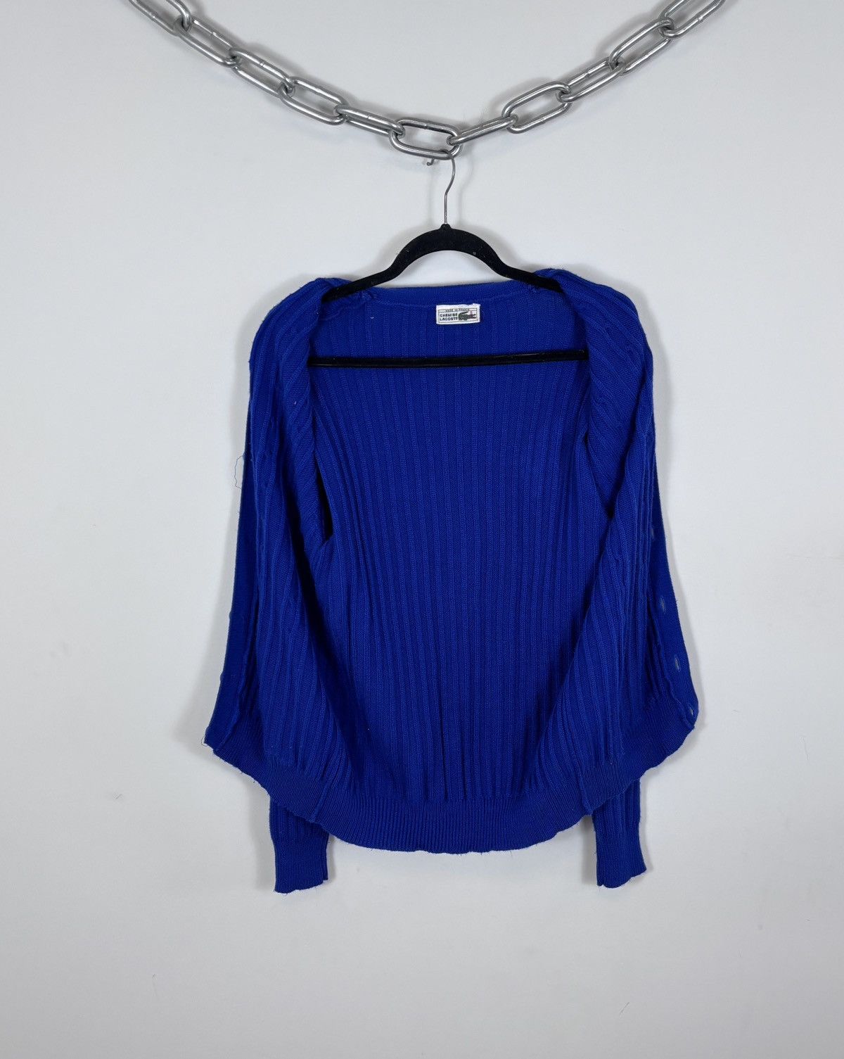Lacoste Vintage Lacoste Men’s Blue Cable-Knit Wool Cardigan Sweater Size US M / EU 48-50 / 2 - 12 Thumbnail