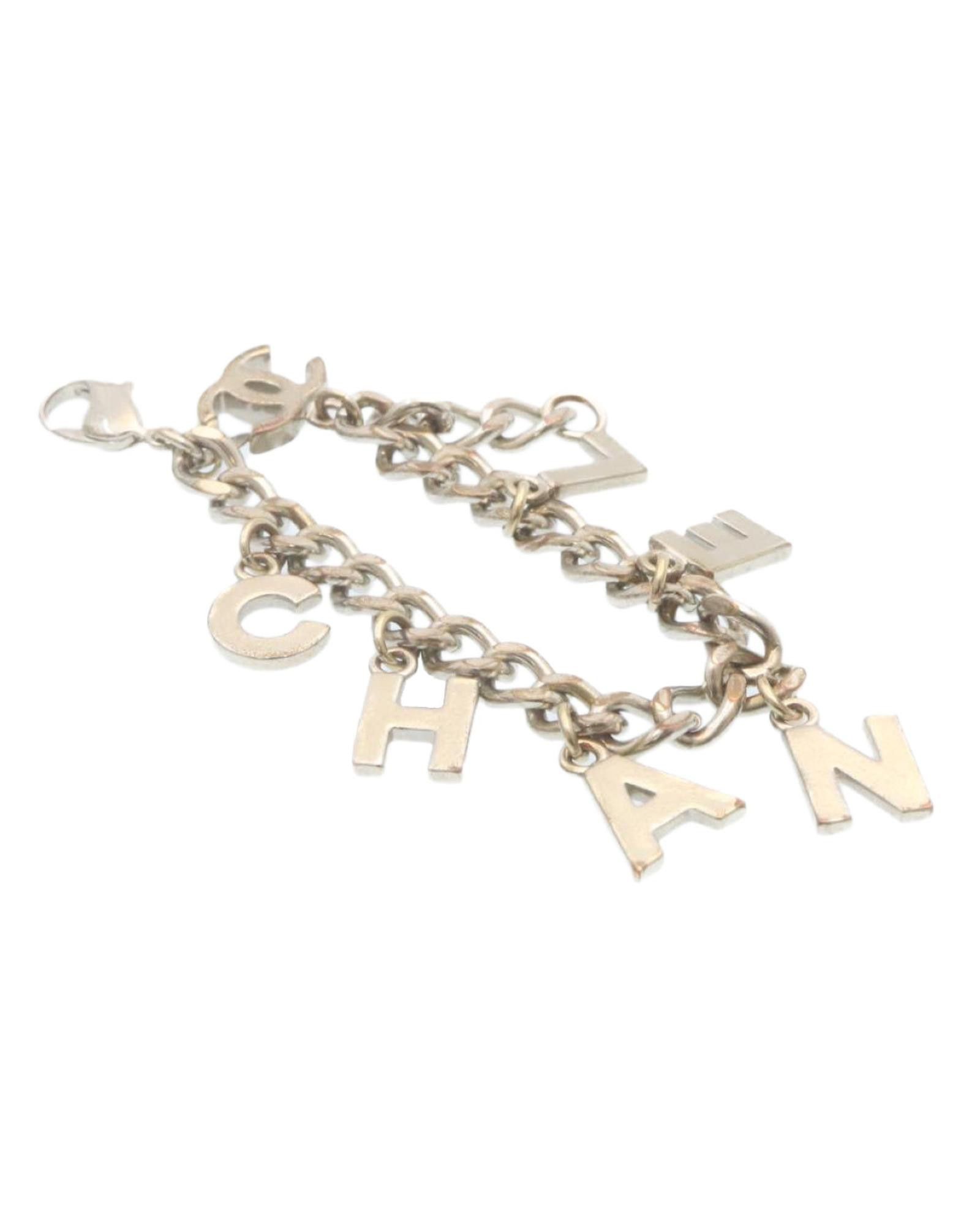 image of Chanel Monogram Canvas Shoulder Bag in Silver, Women's