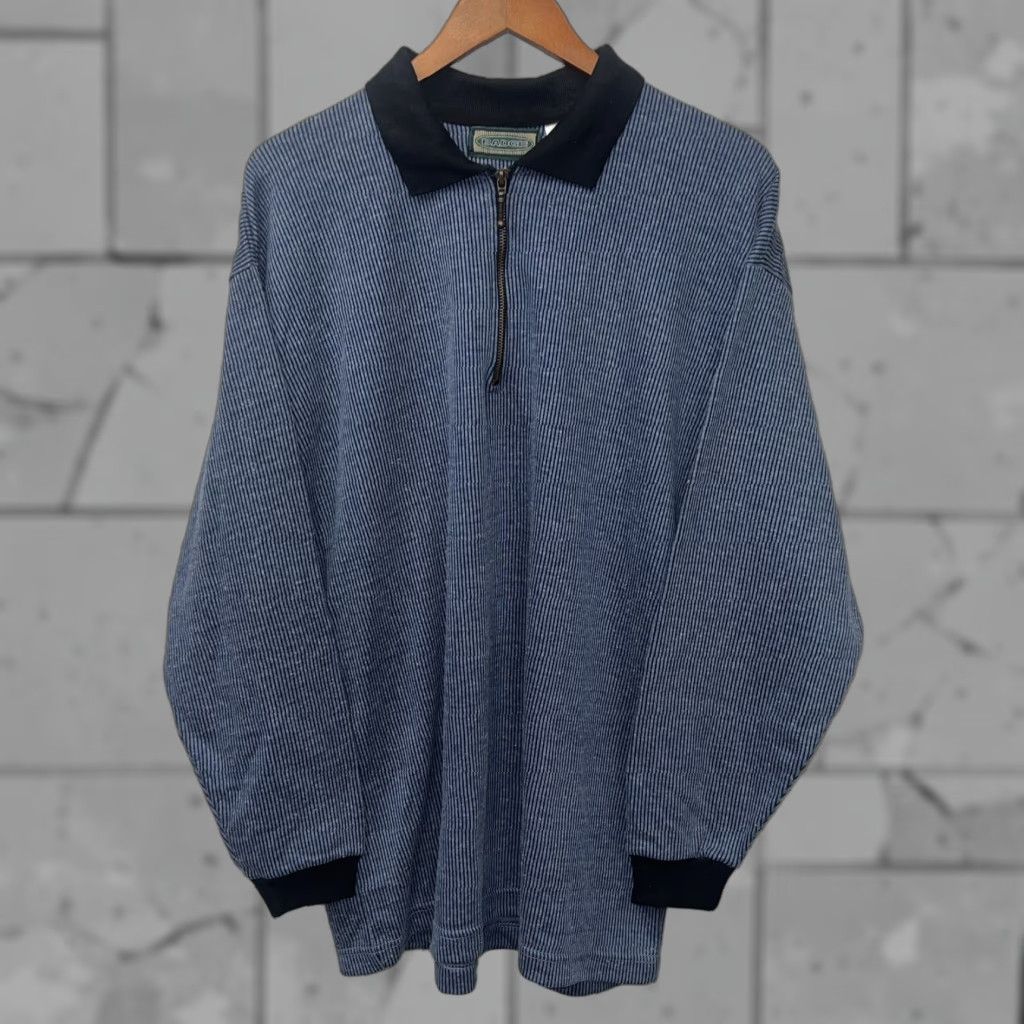 Vintage VINTAGE NWT BADGE Half Zip Blue Striped Pullover Mens Size L Size US L / EU 52-54 / 3 - 1 Thumbnail