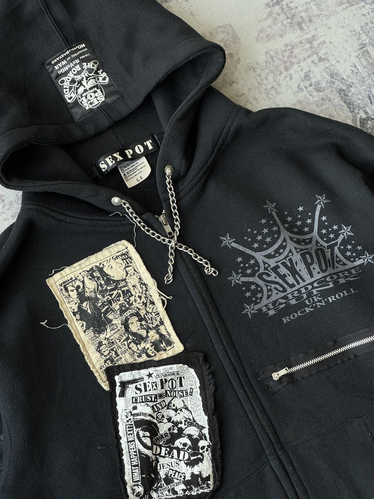 Japanese Brand Sex Pot Revenge Punk Riot Poem Chain Laces Hoodies Size US L / EU 52-54 / 3 - 3 Thumbnail