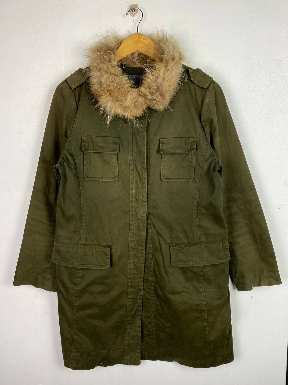 Japanese Brand naoko hamajima green army jacket faux fur collar | Grailed