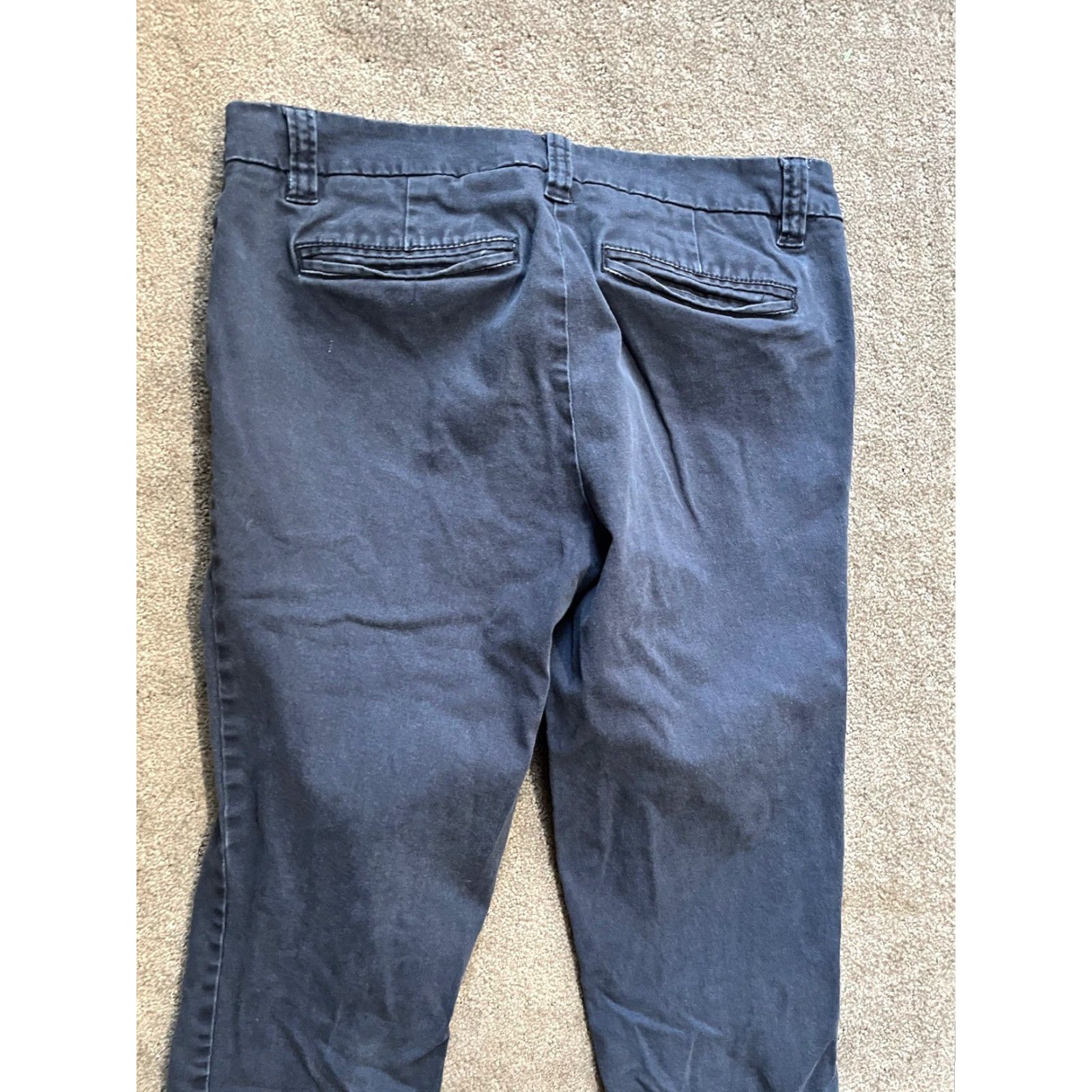 Vintage Kenar Pants Women's 2 Ankle Navy Mid Rise Flat Front Tapered Leg Pockets Cropped Twill Stretch Casual Workwear Size 26" / US 2 / IT 38 - 4 Thumbnail