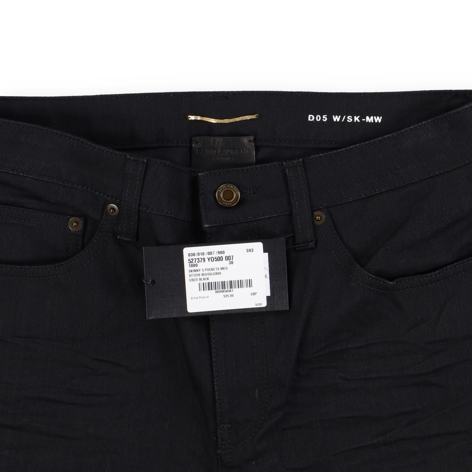Saint Laurent Paris D05 Worn Black Creased Skinny Jeans Size 30" / US 8 / IT 44 - 5 Thumbnail