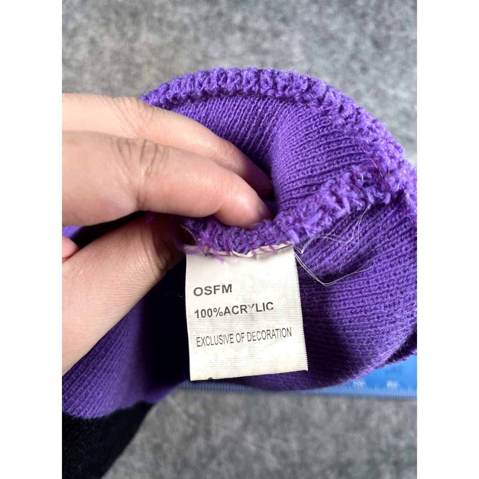 Vintage Knit Hat Beanie Unisex One Size Purple Striped Stretch Winter Warm Casual Size ONE SIZE - 7 Thumbnail