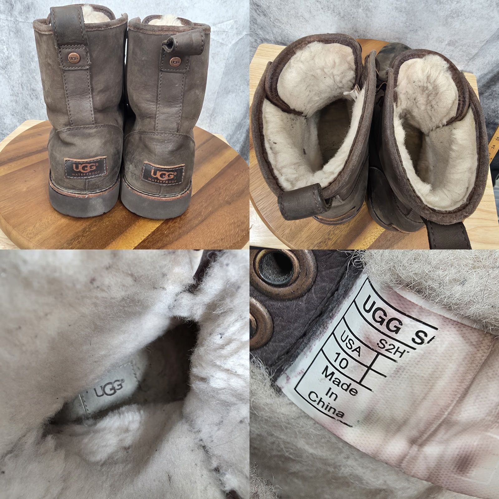 Ugg VINTAGE UGG Snow Boots Mens 10 Hannen Brown Leather Waterproof Shearling Lined Outdoor Size US 10 / EU 43 - 8 Thumbnail
