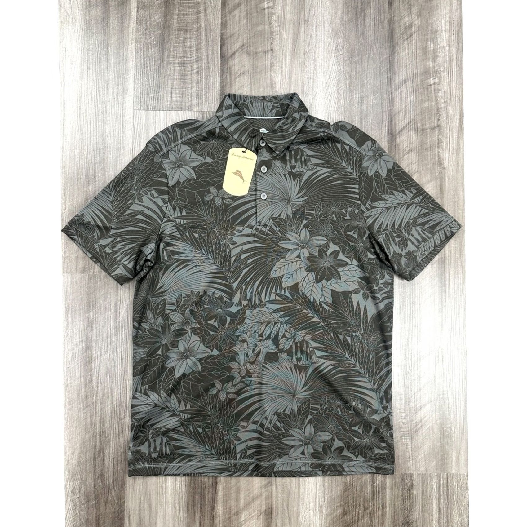 Tommy Bahama Tommy Bahama Polo Shirt Men M Gray Hawaiian Floral tropical Coal Regular Medium Size US M / EU 48-50 / 2 - 3 Thumbnail