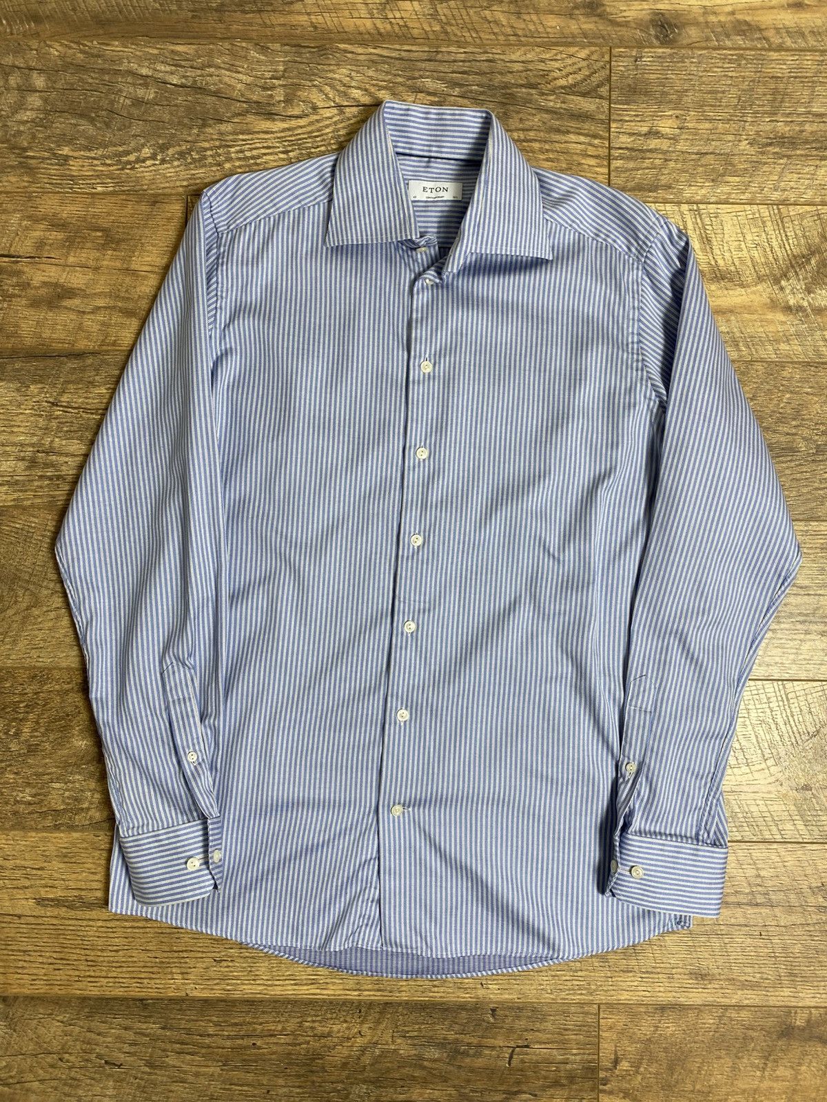 Eton Eton Contemporary Fit Blue Striped Dress Shirt Premium Cotto Size US L / EU 52-54 / 3 - 1 Thumbnail
