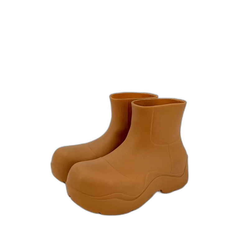 Bottega Veneta Orange Rubber Rain Boots
