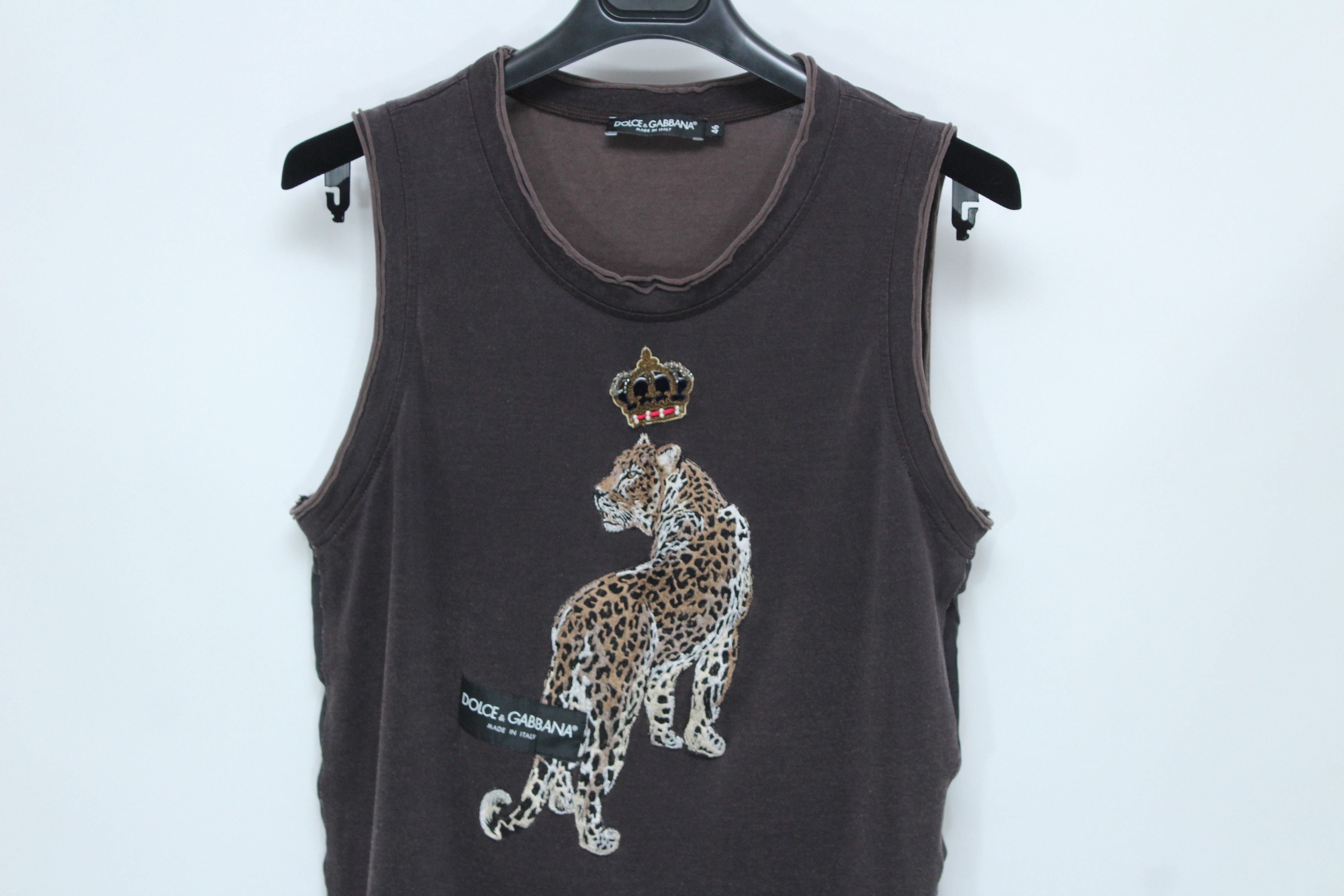 Dolce & Gabbana Dolce & Gabbana Leopard Crown Graphic Tank Top Brown IT 46 Size US S / EU 44-46 / 1 - 2 Thumbnail