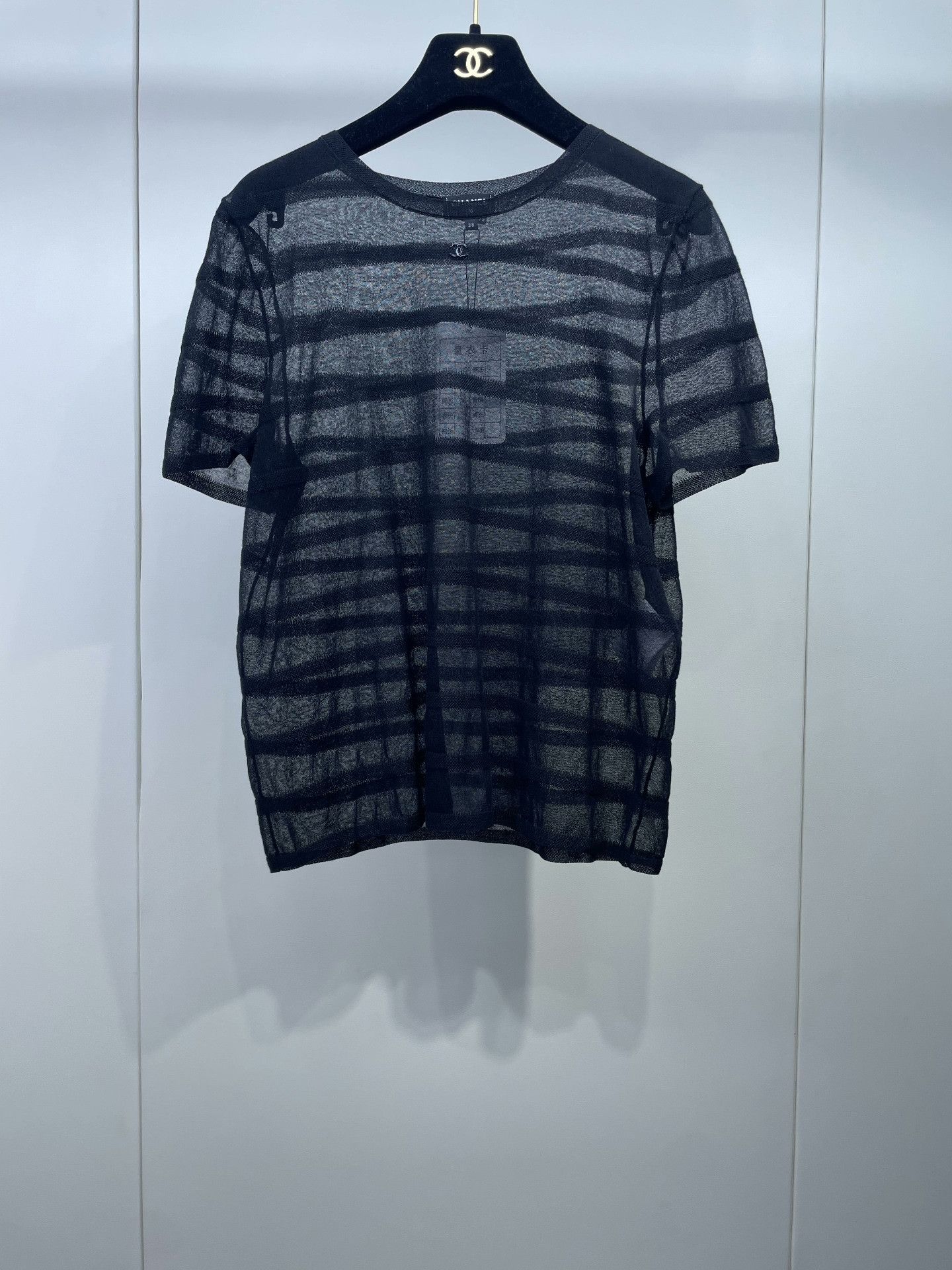 Chanel Chanel Black Striped Sheer Short-Sleeve Size S / US 4 / IT 40 - 1 Thumbnail