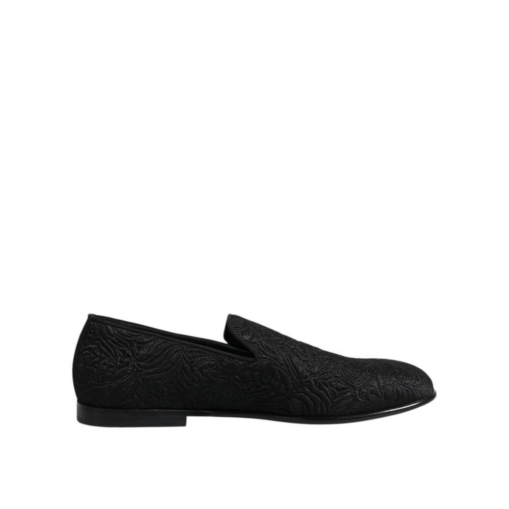 Dolce & Gabbana Dolce & Gabbana Black Jacquard Slip On Loafers Formal Shoes Size US 7 / EU 40 - 7 Thumbnail
