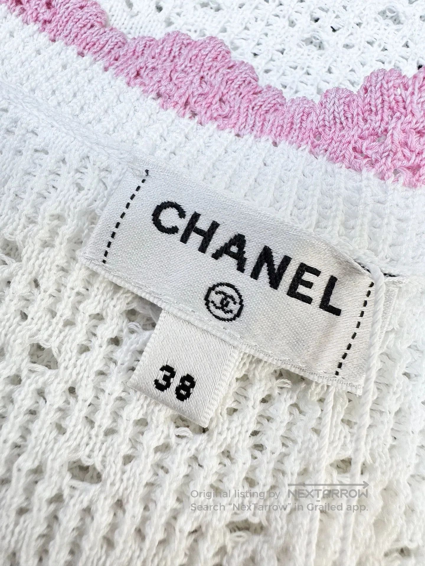 Chanel Chanel White Pink Trim Knit Sleeveless Top. Size US L / EU 52-54 / 3 - 3 Thumbnail