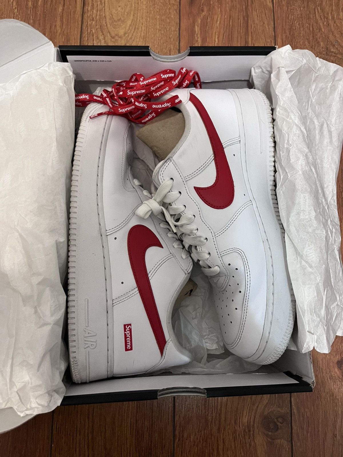 Nike × Supreme USED Nike Air Force 1 Supreme Red Swoosh “Shanghai” Size US 10 / EU 43 - 11 Thumbnail